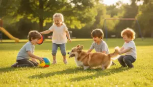 Corgi und Kinder