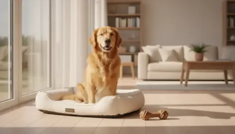 Golden Retriever allein zu Hause