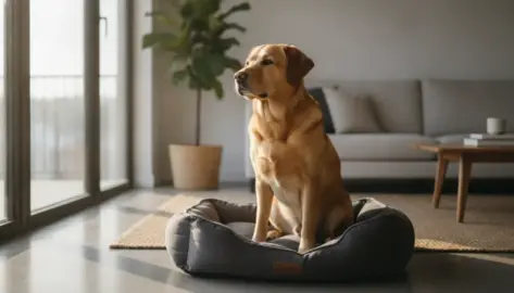 Labrador allein zu Hause