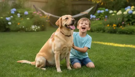 Labrador und Kinder