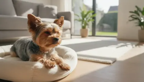 Yorkie allein zu Hause