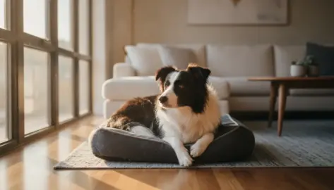 Border Collie allein zu Hause