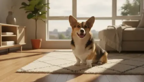 Corgi in der Wohnung