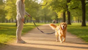 Golden Retriever zieht an der Leine