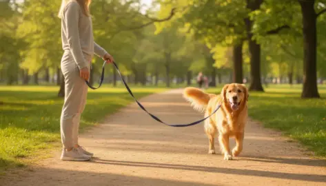 Golden Retriever zieht an der Leine