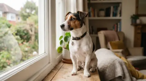 Jack Russell allein zu Hause