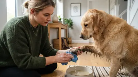 Warum leckt mein Hund nach dem Spaziergang ständig seine Pfoten?